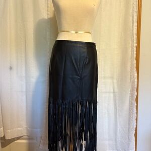 Dry Goods Black Maxi Skirt with Fringe
